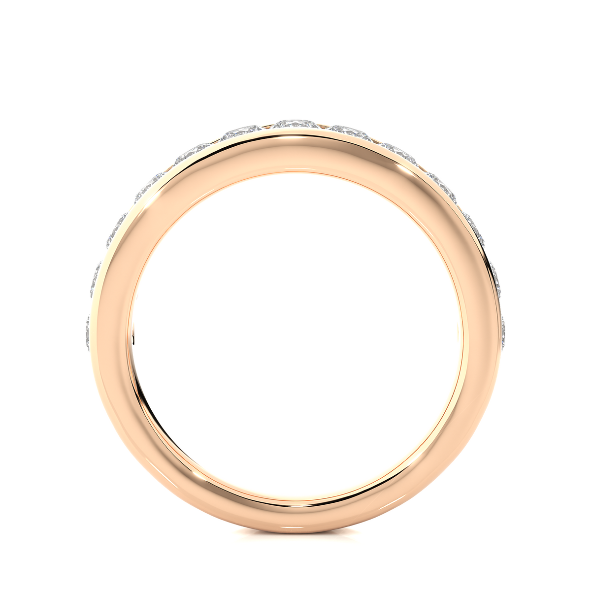 Channel Set Round Cut Diamond Half Eternity Band Perfect Gift For Her In 14K Solid Gold - HIGHCARAT DIAMONDS