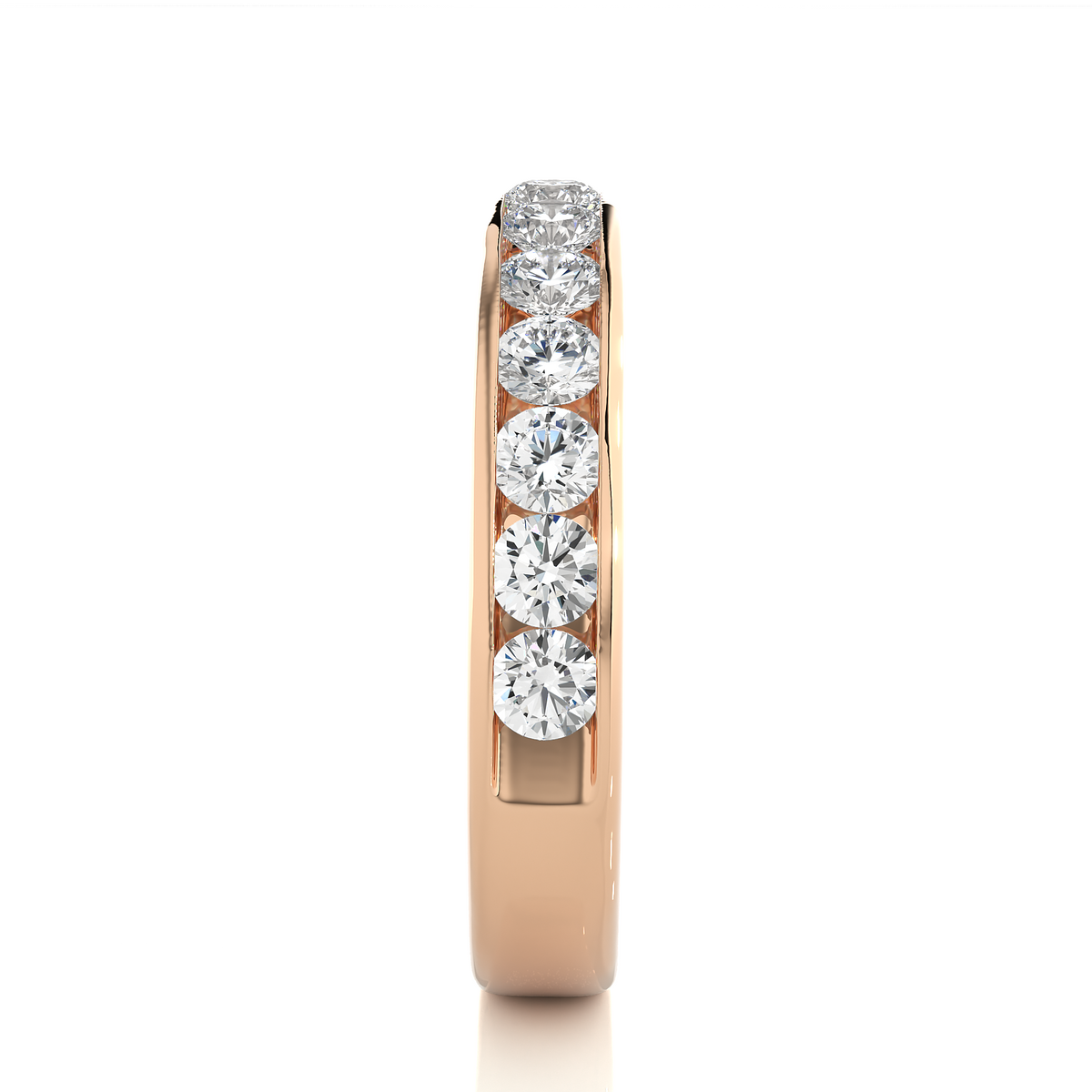 Channel Set Round Cut Diamond Half Eternity Band Perfect Gift For Her In 14K Solid Gold - HIGHCARAT DIAMONDS