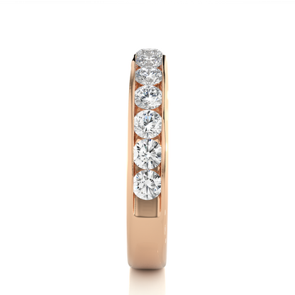 Channel Set Round Cut Diamond Half Eternity Band Perfect Gift For Her In 14K Solid Gold - HIGHCARAT DIAMONDS