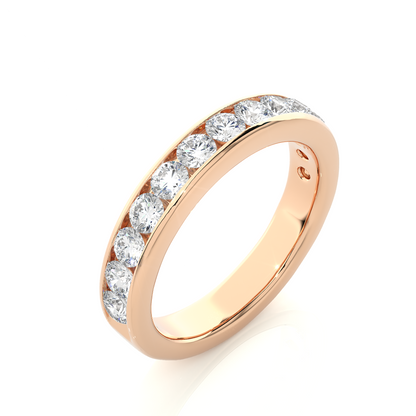 Channel Set Round Cut Diamond Half Eternity Band Perfect Gift For Her In 14K Solid Gold - HIGHCARAT DIAMONDS