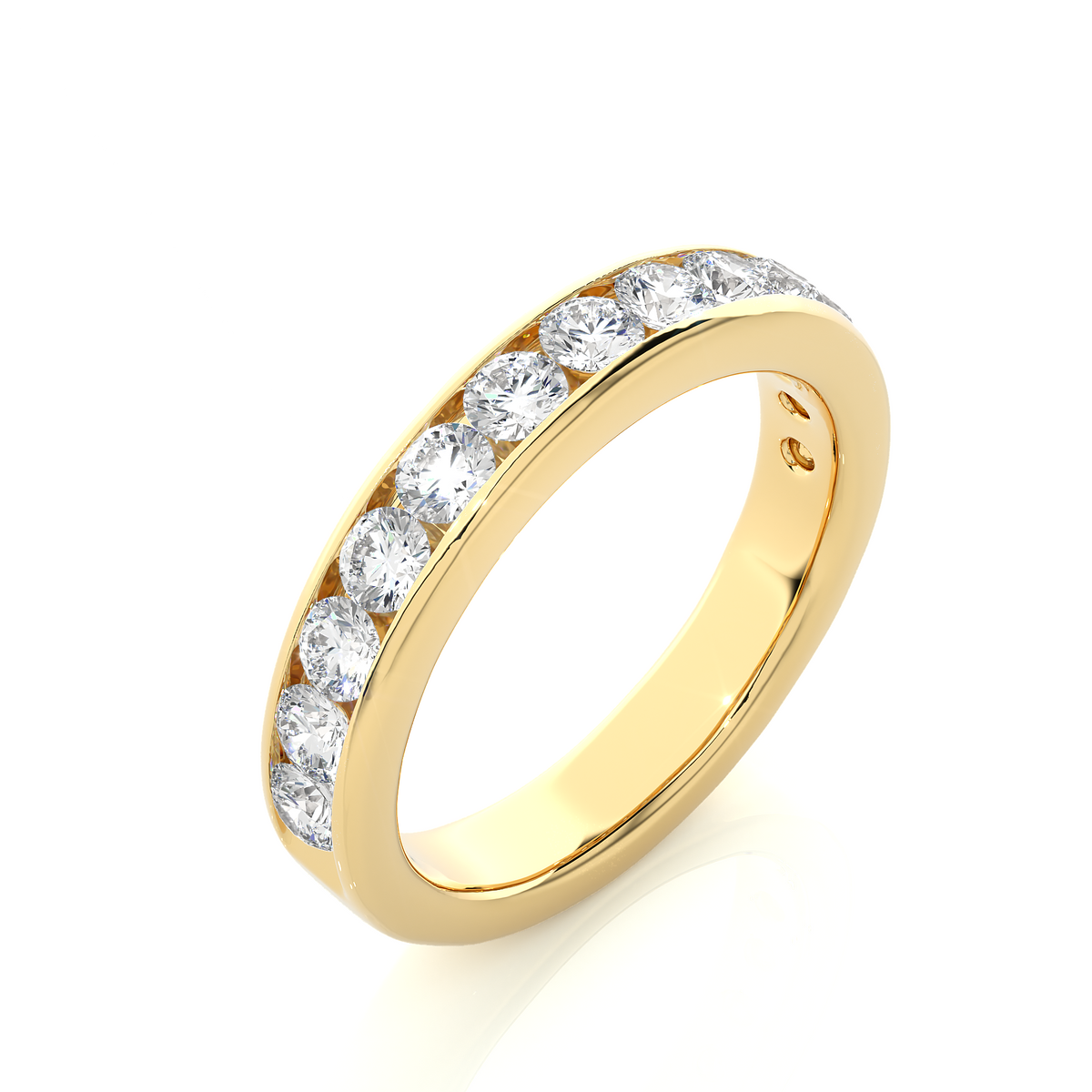 Channel Set Round Cut Diamond Half Eternity Band Perfect Gift For Her In 14K Solid Gold - HIGHCARAT DIAMONDS