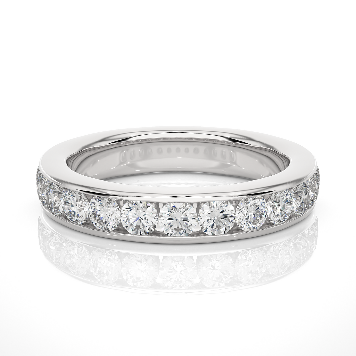 Channel Set Round Cut Diamond Half Eternity Band Perfect Gift For Her In 14K Solid Gold - HIGHCARAT DIAMONDS