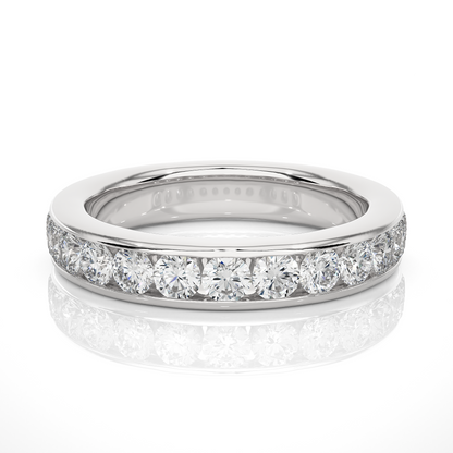 Channel Set Round Cut Diamond Half Eternity Band Perfect Gift For Her In 14K Solid Gold - HIGHCARAT DIAMONDS