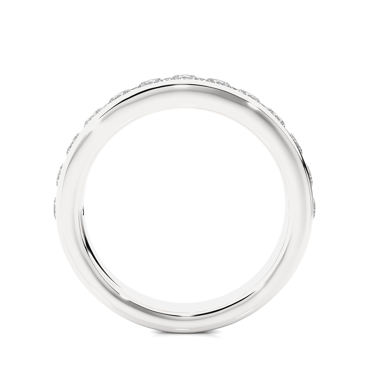 Channel Set Round Cut Diamond Half Eternity Band Perfect Gift For Her In 14K Solid Gold - HIGHCARAT DIAMONDS