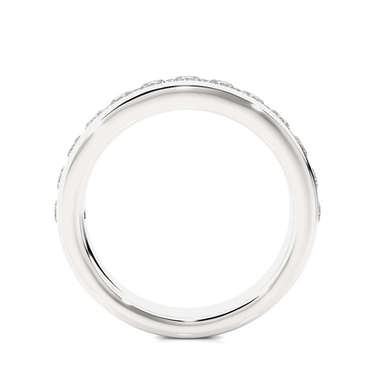 Channel Set Round Cut Diamond Half Eternity Band Perfect Gift For Her In 14K Solid Gold - HIGHCARAT DIAMONDS