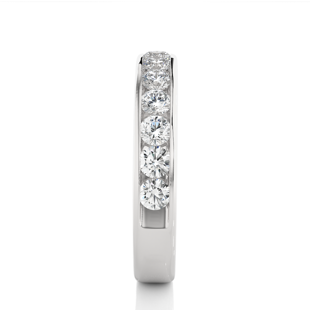 Channel Set Round Cut Diamond Half Eternity Band Perfect Gift For Her In 14K Solid Gold - HIGHCARAT DIAMONDS