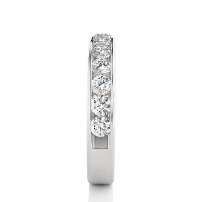 Channel Set Round Cut Diamond Half Eternity Band Perfect Gift For Her In 14K Solid Gold - HIGHCARAT DIAMONDS