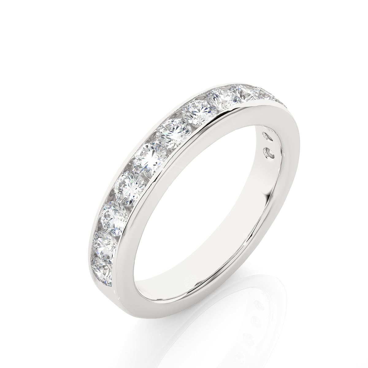Channel Set Round Cut Diamond Half Eternity Band Perfect Gift For Her In 14K Solid Gold - HIGHCARAT DIAMONDS