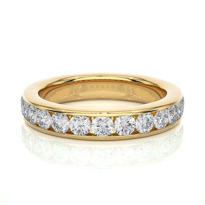 Channel Set Round Cut Diamond Half Eternity Band Perfect Gift For Her In 14K Solid Gold - HIGHCARAT DIAMONDS