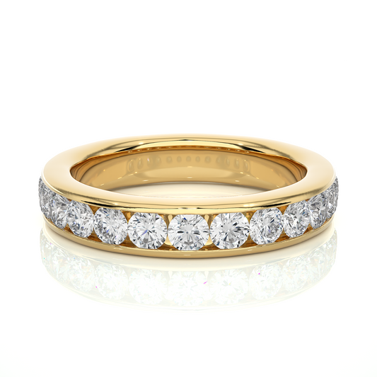 Channel Set Round Cut Diamond Half Eternity Band Perfect Gift For Her In 14K Solid Gold - HIGHCARAT DIAMONDS