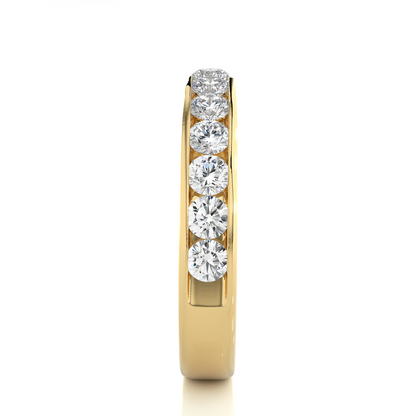 Channel Set Round Cut Diamond Half Eternity Band Perfect Gift For Her In 14K Solid Gold - HIGHCARAT DIAMONDS