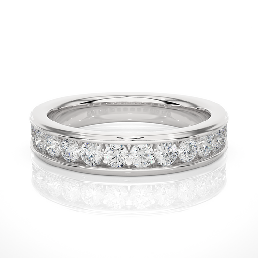 Channel Set Round Diamond Wedding Band Ring Timeless Sparkle For Women's In 14K Solid Gold - HIGHCARAT DIAMONDS