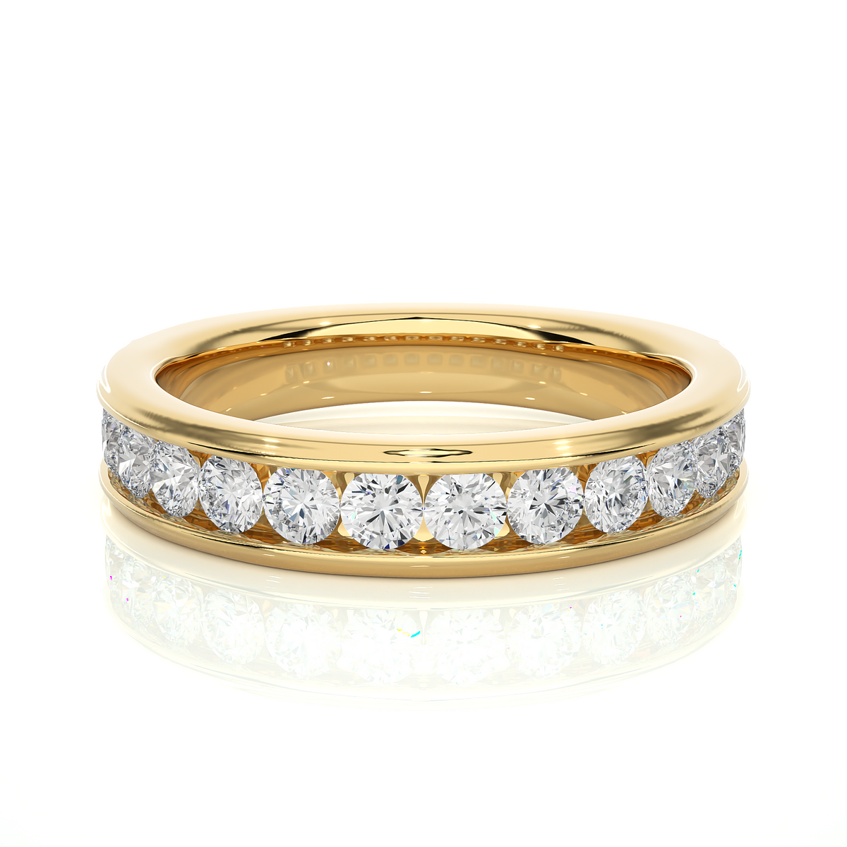 Channel Set Round Diamond Wedding Band Ring Timeless Sparkle For Women's In 14K Solid Gold - HIGHCARAT DIAMONDS