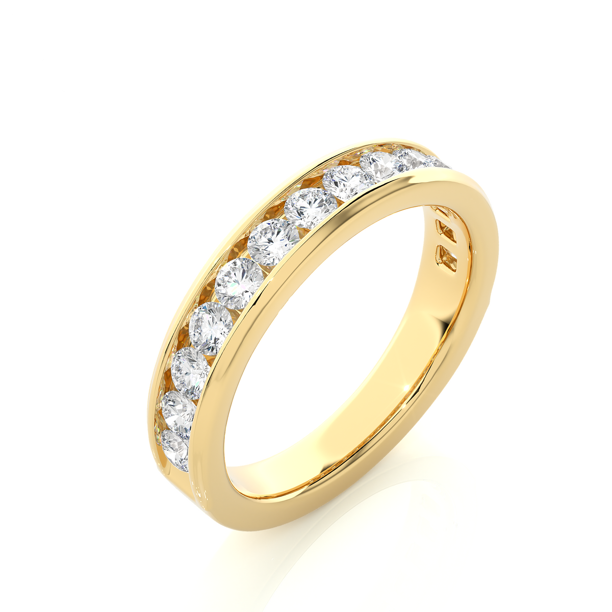 Channel Set Round Diamond Wedding Band Ring Timeless Sparkle For Women's In 14K Solid Gold - HIGHCARAT DIAMONDS
