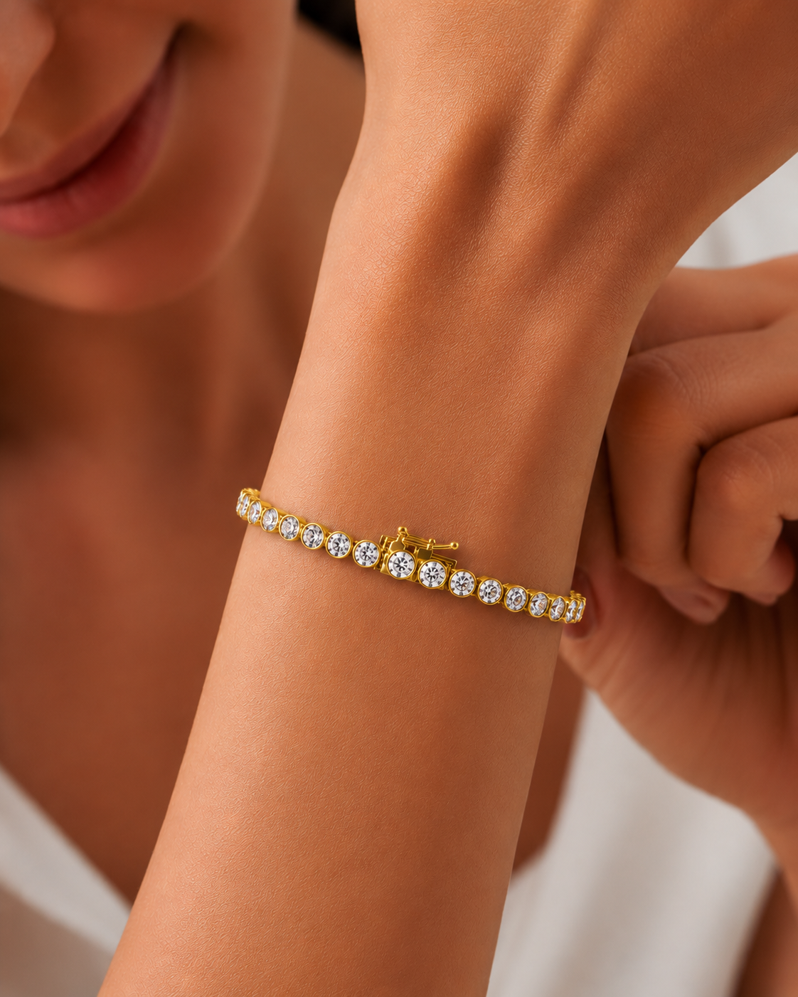 Round Cut Bezel Set Lab-Grown Diamond Tennis Bracelet