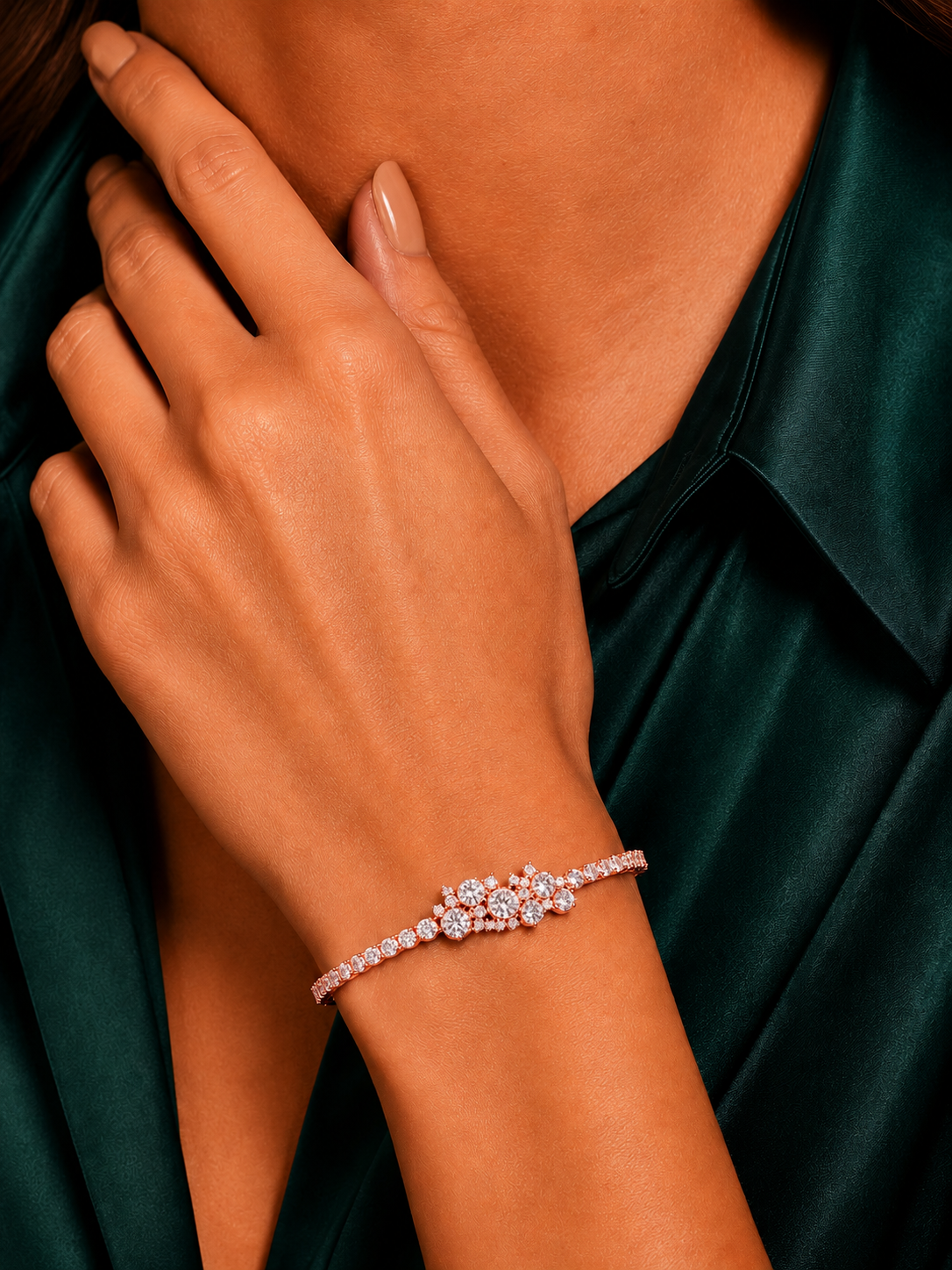 Cluster Lab Grown Diamond Tennis Style Bracelet