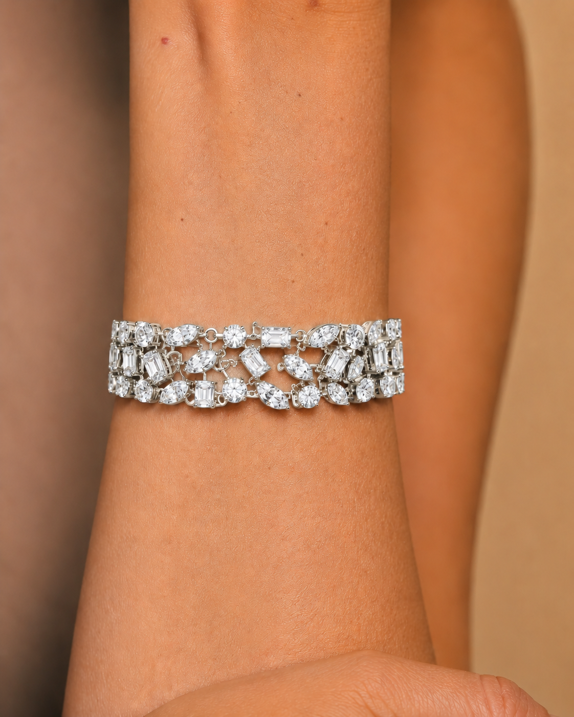 Mixed Shape Lab-Grown Diamond Wide Bracelet
