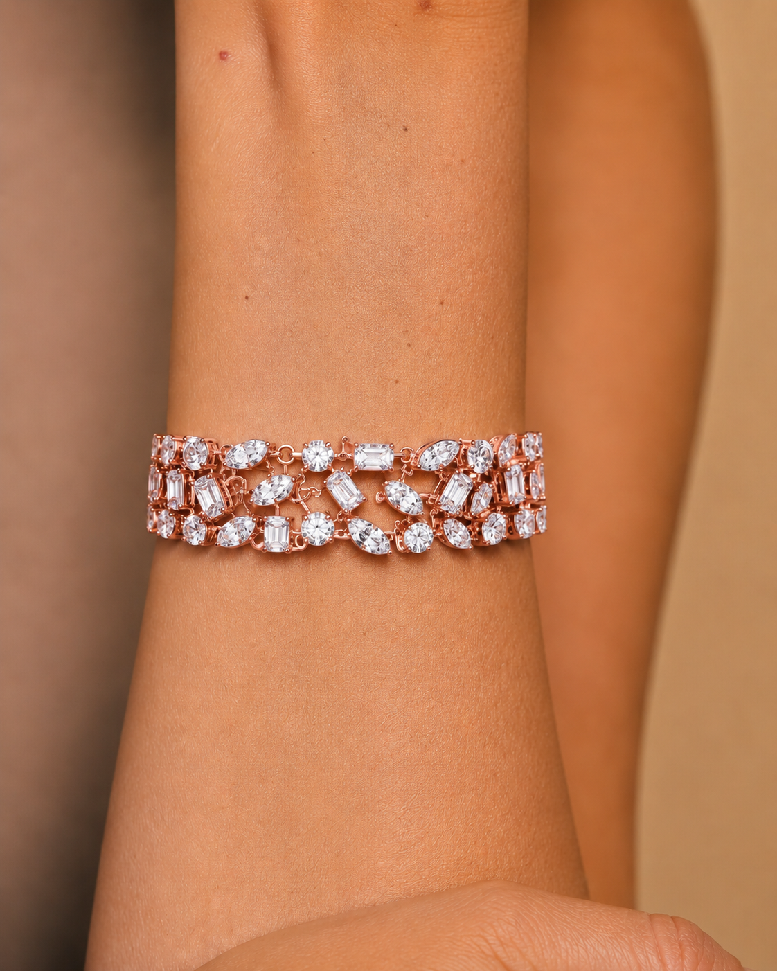 Mixed Shape Lab-Grown Diamond Wide Bracelet