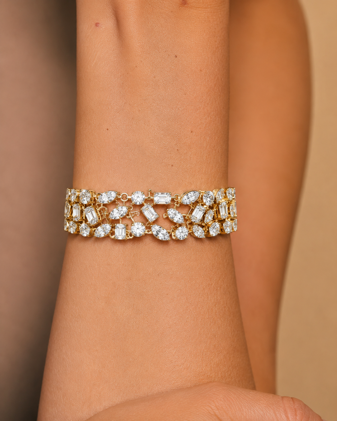 Mixed Shape Lab grown Diamond Wide Bracelet