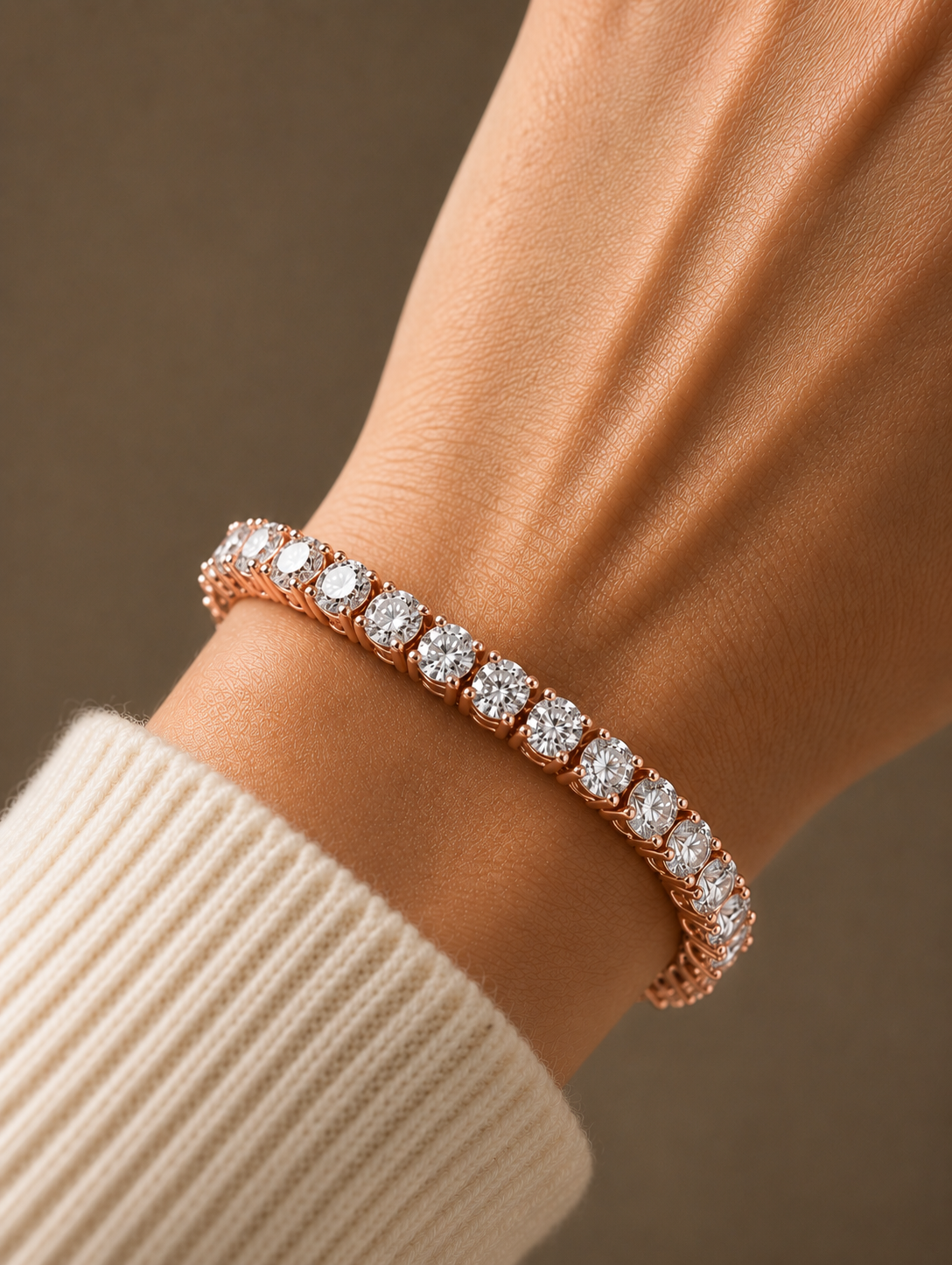 Round Cut Lab-Grown Diamond Line Bracelet