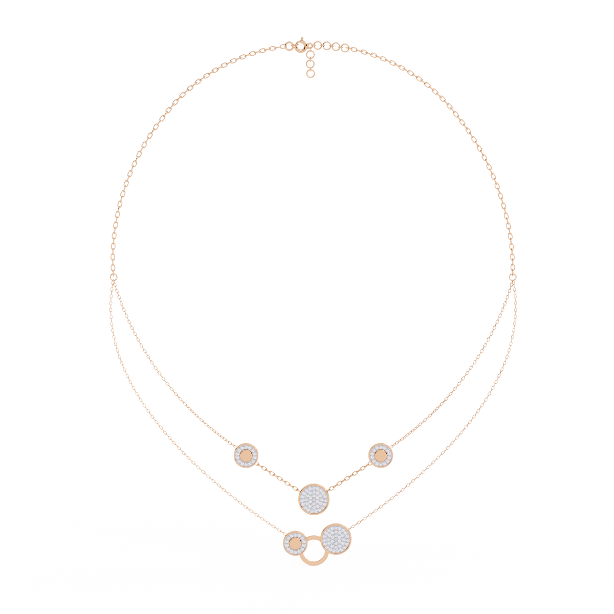 Circle Shape 14k Solid Gold  Round Cut Natural And Lab Grown  Unique  Cluster Women Necklace - HIGHCARAT DIAMONDS