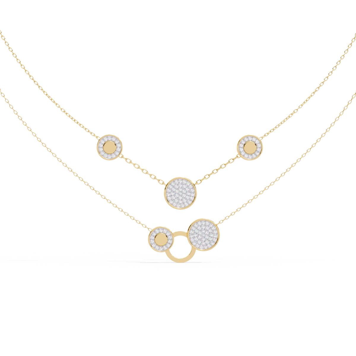 Circle Shape 14k Solid Gold  Round Cut Natural And Lab Grown  Unique  Cluster Women Necklace - HIGHCARAT DIAMONDS