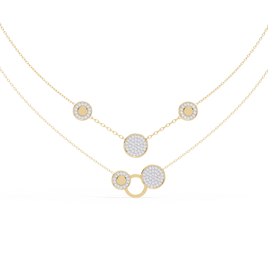 Circle Shape 14k Solid Gold  Round Cut Natural And Lab Grown  Unique  Cluster Women Necklace - HIGHCARAT DIAMONDS