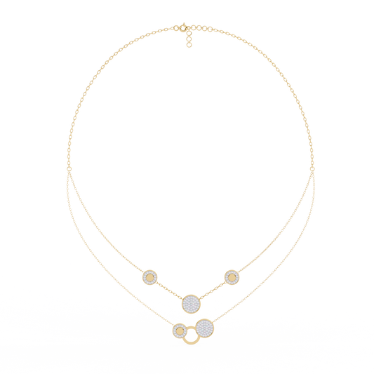 Circle Shape 14k Solid Gold  Round Cut Natural And Lab Grown  Unique  Cluster Women Necklace - HIGHCARAT DIAMONDS
