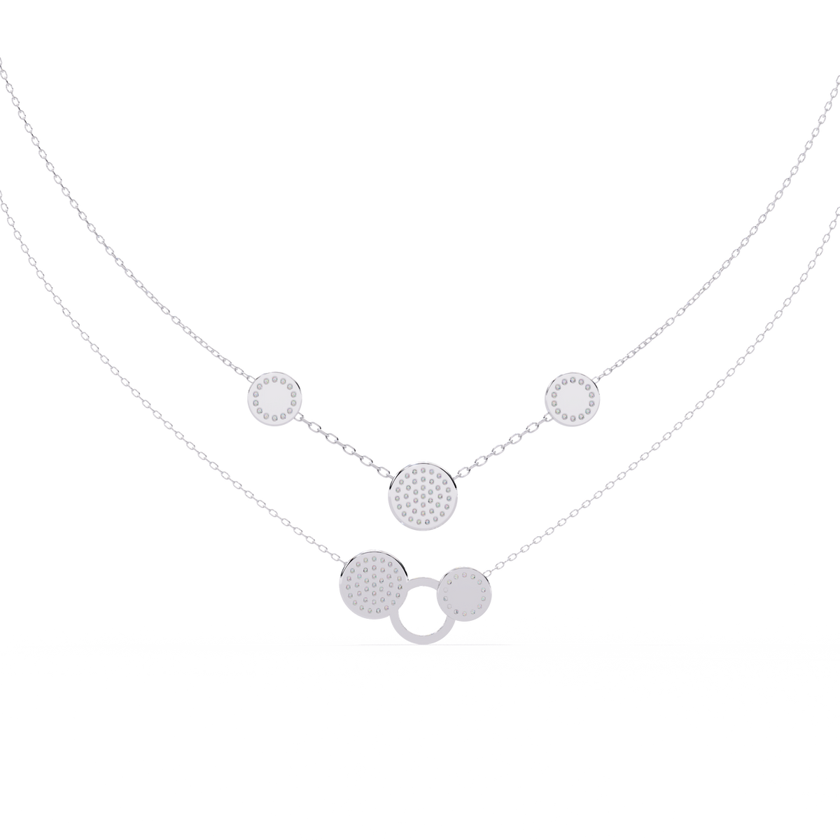 Circle Shape 14k Solid Gold  Round Cut Natural And Lab Grown  Unique  Cluster Women Necklace - HIGHCARAT DIAMONDS