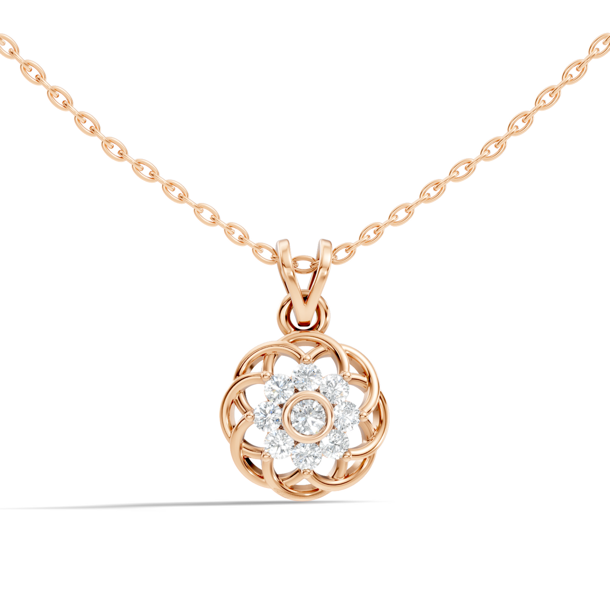 Unique Round Cut Diamond Pendant In 14K White Gold Customized Jewelry For Her - HIGHCARAT DIAMONDS
