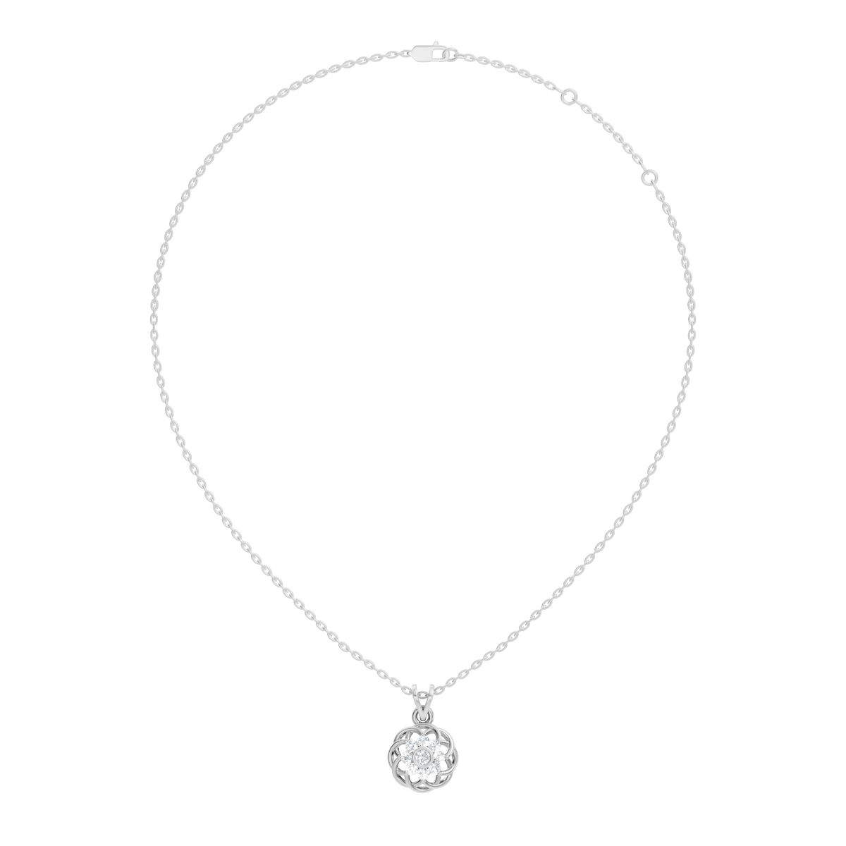 Unique Round Cut Diamond Pendant In 14K White Gold Customized Jewelry For Her - HIGHCARAT DIAMONDS