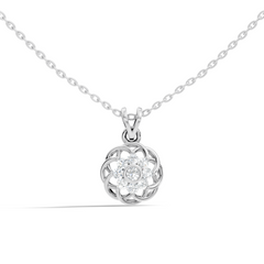 Unique Round Cut Diamond Pendant In 14K White Gold Customized Jewelry For Her - HIGHCARAT DIAMONDS