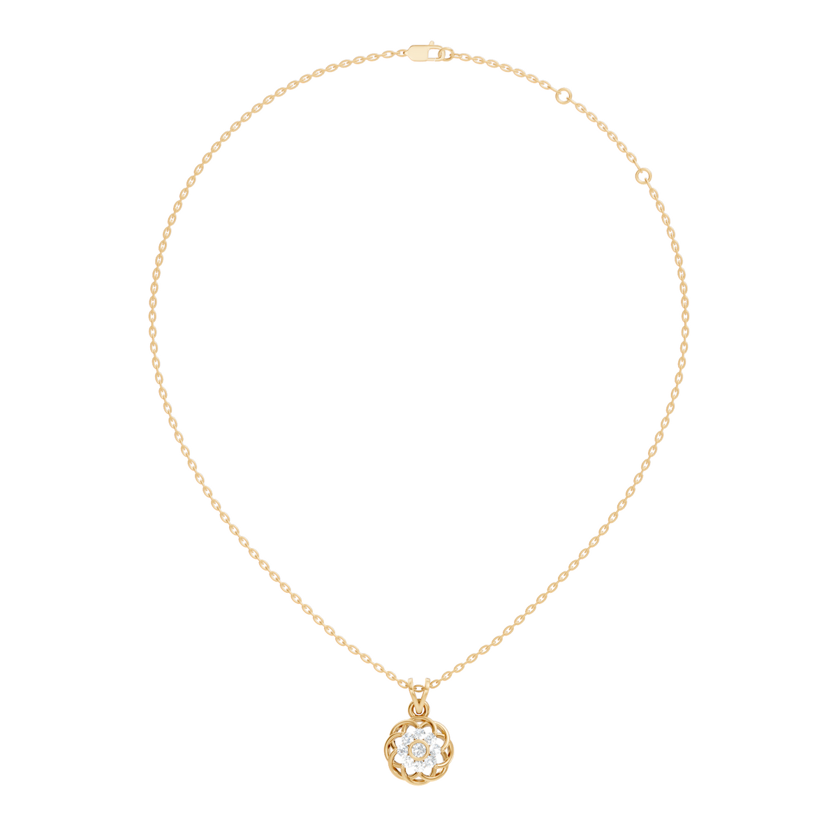Unique Round Cut Diamond Pendant In 14K White Gold Customized Jewelry For Her - HIGHCARAT DIAMONDS