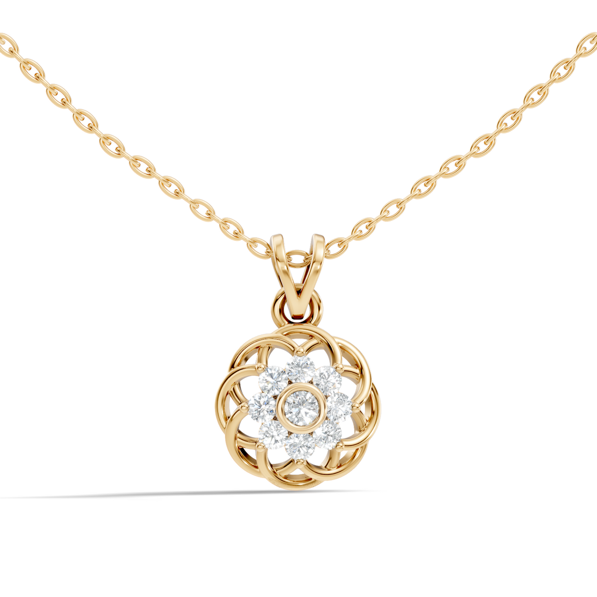 Unique Round Cut Diamond Pendant In 14K White Gold Customized Jewelry For Her - HIGHCARAT DIAMONDS