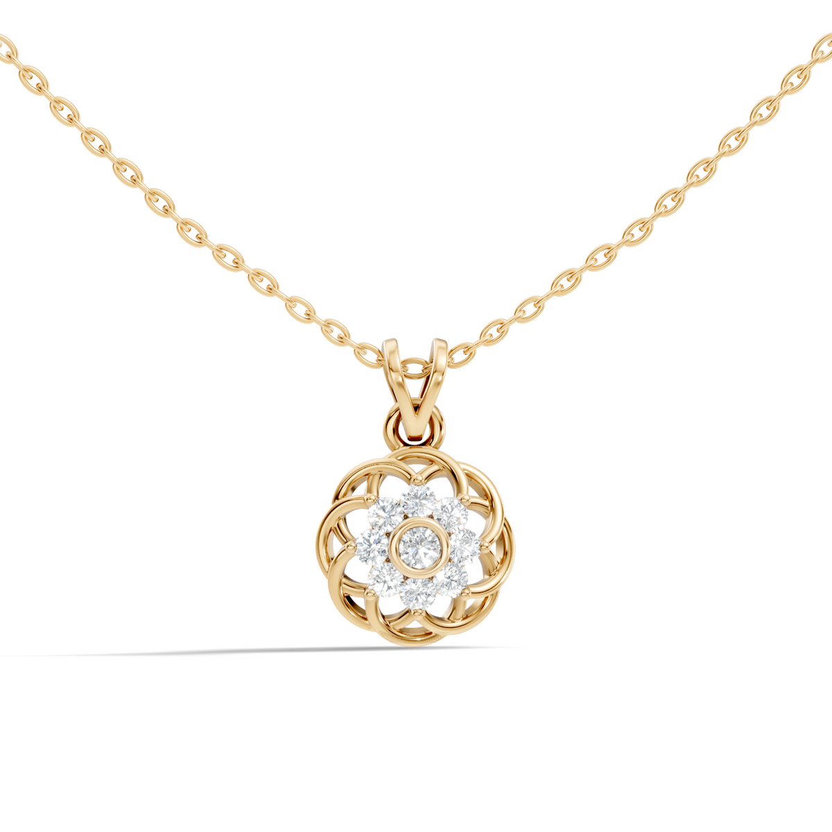 Unique Round Cut Diamond Pendant In 14K White Gold Customized Jewelry For Her - HIGHCARAT DIAMONDS