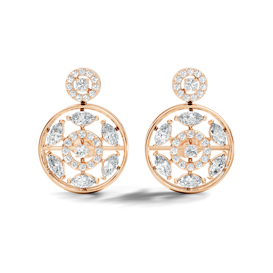 1.80 Ct Marquise & Round Shape Natural & Lab grown Diamond 14k solid White Gold New Every Wear fabulous Earrings For Her - HIGHCARAT DIAMONDS