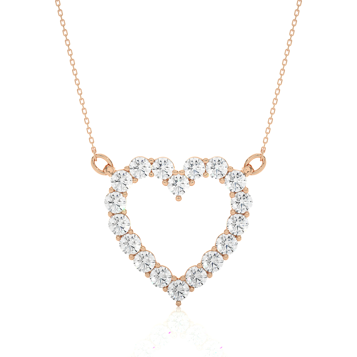 Classic 14K Solid Gold Heart Pendant Necklace In 0.46 CT Open Heart Shape Pendant For Women's - HIGHCARAT DIAMONDS