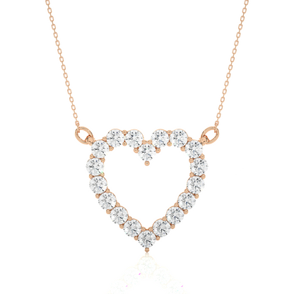 Classic 14K Solid Gold Heart Pendant Necklace In 0.46 CT Open Heart Shape Pendant For Women's - HIGHCARAT DIAMONDS
