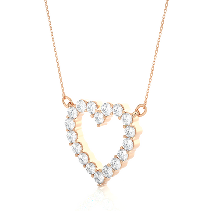 Classic 14K Solid Gold Heart Pendant Necklace In 0.46 CT Open Heart Shape Pendant For Women's - HIGHCARAT DIAMONDS