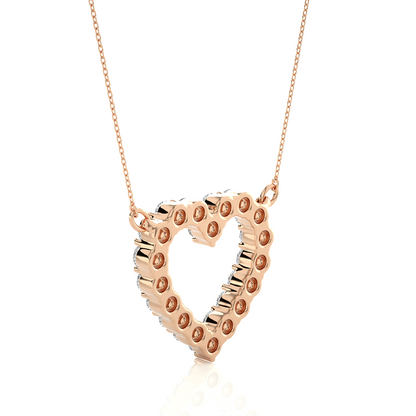 Classic 14K Solid Gold Heart Pendant Necklace In 0.46 CT Open Heart Shape Pendant For Women's - HIGHCARAT DIAMONDS