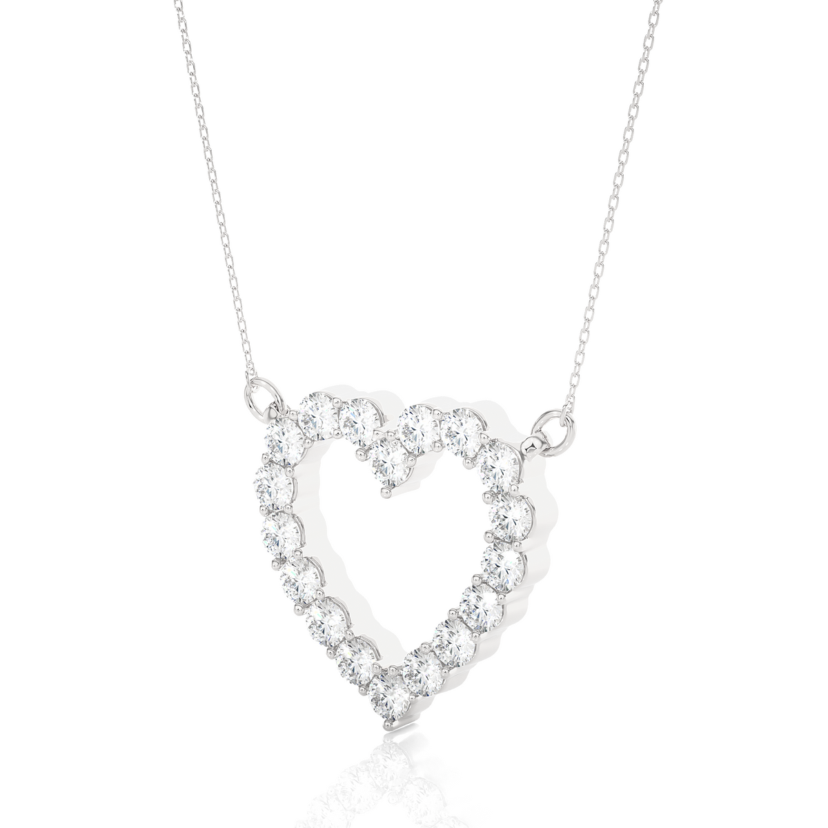 Classic 14K Solid Gold Heart Pendant Necklace In 0.46 CT Open Heart Shape Pendant For Women's - HIGHCARAT DIAMONDS