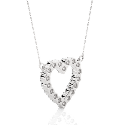 Classic 14K Solid Gold Heart Pendant Necklace In 0.46 CT Open Heart Shape Pendant For Women's - HIGHCARAT DIAMONDS
