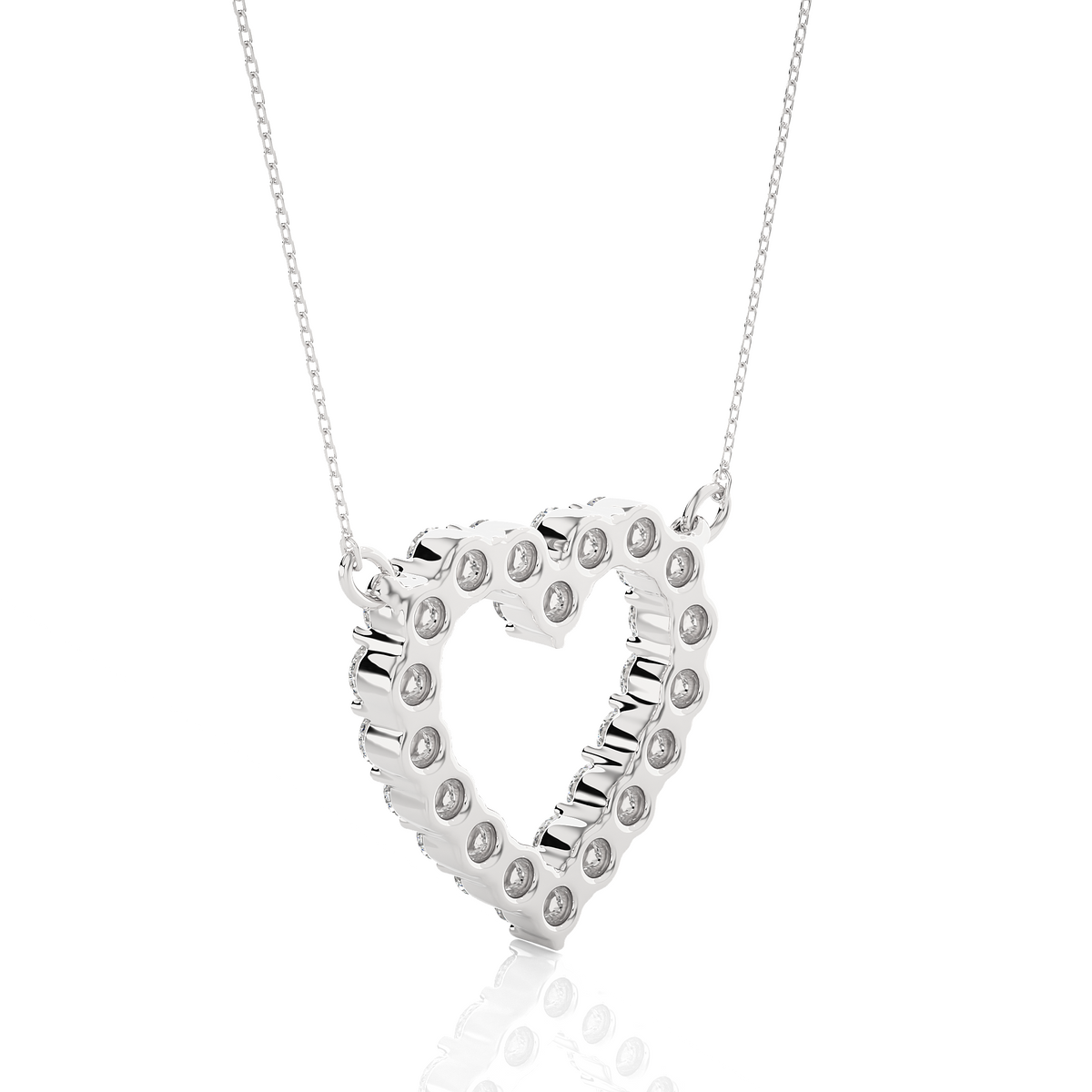 Classic 14K Solid Gold Heart Pendant Necklace In 0.46 CT Open Heart Shape Pendant For Women's - HIGHCARAT DIAMONDS