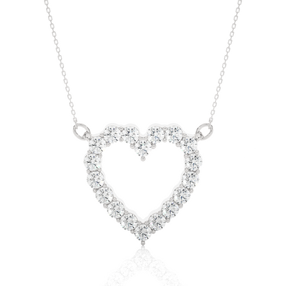 Classic 14K Solid Gold Heart Pendant Necklace In 0.46 CT Open Heart Shape Pendant For Women's - HIGHCARAT DIAMONDS