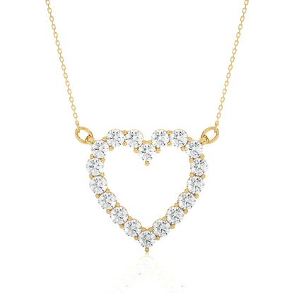 Classic 14K Solid Gold Heart Pendant Necklace In 0.46 CT Open Heart Shape Pendant For Women's - HIGHCARAT DIAMONDS