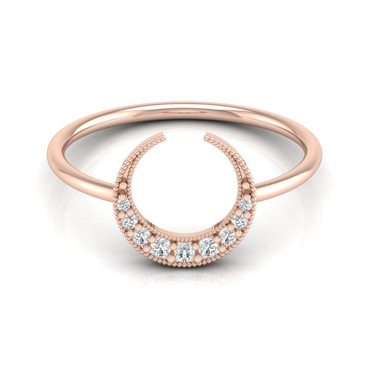 Classic Half Moon Classic Band Designed Ring In 14KT Solid Gold Gift Of Elegance - HIGHCARAT DIAMONDS
