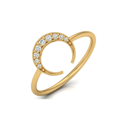 Classic Half Moon Classic Band Designed Ring In 14KT Solid Gold Gift Of Elegance - HIGHCARAT DIAMONDS