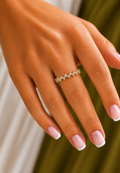 Classic Round Eternity Labgrown Engagement Band Ring In 14KT Gold Plated For Her - HIGHCARAT DIAMONDS