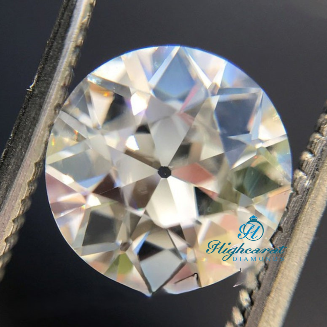Certified Round Old Mine Cut Lab Grown Diamond with polished finish and balanced reflections