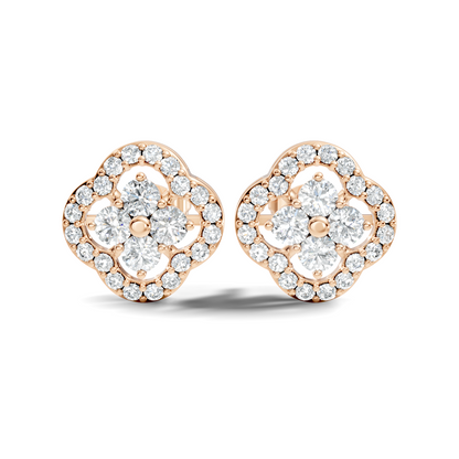 10k Solid Rose Gold Round Natural-Lab Grown Stunning Adorable Vintage Diamond Earring For Her - HIGHCARAT DIAMONDS